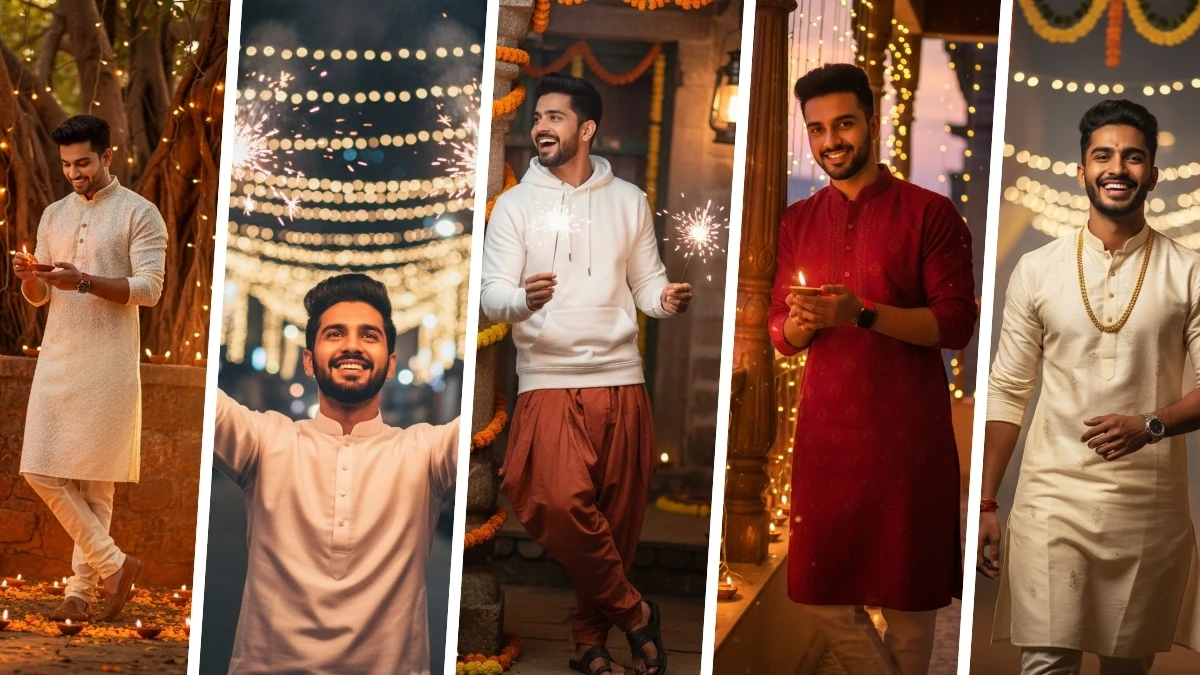 Instagram Trending Google Gemini AI Diwali Photo Editing Prompts Copy-Paste for Boys to create Retro 4K Stunning Portraits